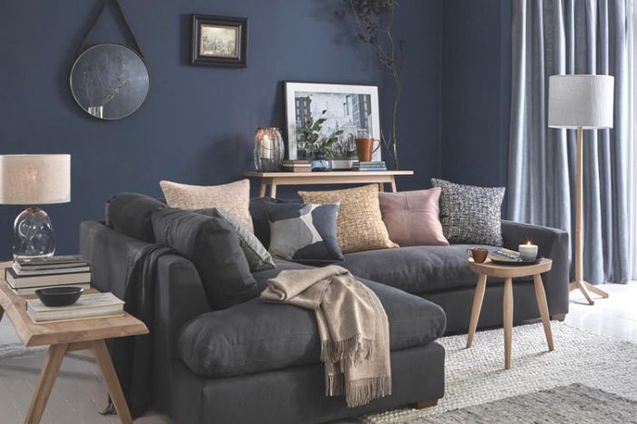 Wandfarbe wohnzimmer blau grau