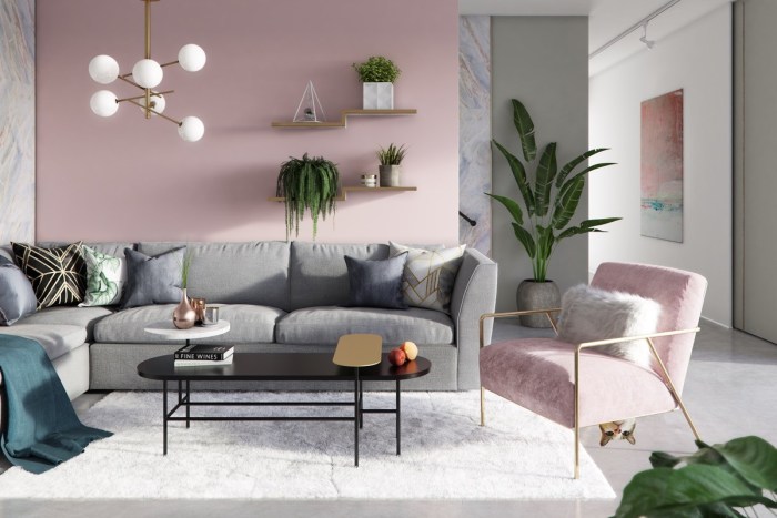 Wohnzimmer einrichten rosa